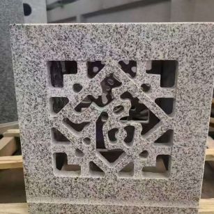 西宁 芝麻白花岗岩镂空雕花灯笼